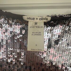 Alice and Olivia Silver Sequin Dress size M